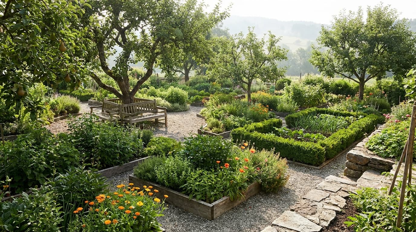 Der strukturierte Bauerngarten der Pension Paradiesgartl